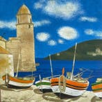 Yves Ganne (1931-2019) - Le Port de Collioure - Marine -, Antiek en Kunst
