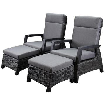 Dallas lounge balkonset 4 delig verstelbaar antraciet, Ophalen of Verzenden, Nieuw, Wicker