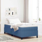 vidaXL Boxspringbed Blauw en Wit 90 x 200 cm Katoen Stof, Verzenden, Nieuw, Blauw
