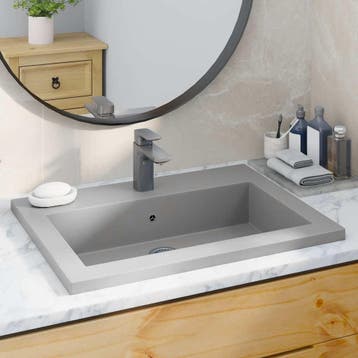 vidaXL Wasbak 600x450x120 mm graniet grijs, Verzenden, Nieuw