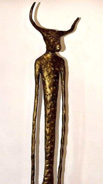 Abdoulaye Derme - sculptuur, Le Minotaure - 83 cm -