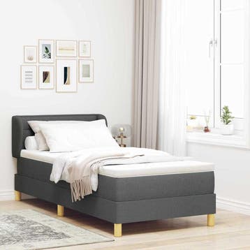 vidaXL Boxspringbed met matras Donkergrijs 100 x 200 cm Stof, Eenpersoons, Verzenden, Nieuw, Stof