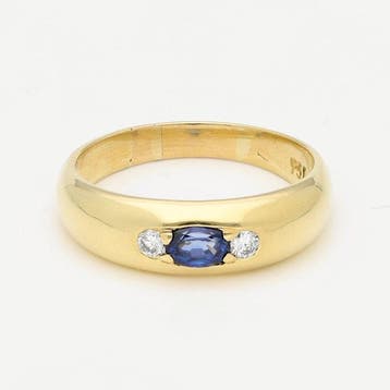 Ring - 18 karaat Geel goud Saffier - Diamant, Nieuw