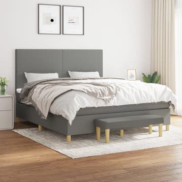 vidaXL Boxspring met matras stof donkergrijs 160x200 cm, Verzenden, 200 cm, 160 cm, Nieuw