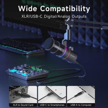 COMICA D10/D10 PRO Dynamische Microfoon: RGB, USB/XLR, Draad, Verzenden, Nieuw