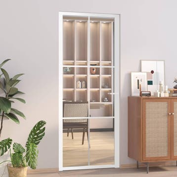 vidaXL Binnendeur 83x201,5 cm ESG-glas en aluminium wit, Verzenden, Nieuw