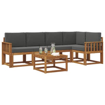 vidaXL Buiten bankenset met kussen 6 pcs Natuurlijk en, Verzenden, Nieuw