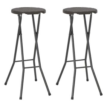 vidaXL Barkrukken inklapbaar 2 st rattan look HDPE en staal, Verzenden, Nieuw, Metaal