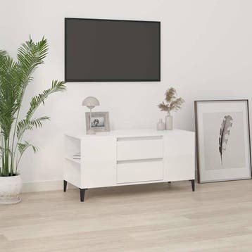 vidaXL Tv-meubel 102x44,5x50 cm bewerkt hout hoogglans wit, 100 tot 150 cm, Verzenden, Nieuw, Minder dan 100 cm
