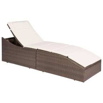 vidaXL Ligbed met kussen poly rattan bruin, Verzenden, Nieuw