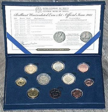 5,88 Euro,munten set 1 Cent-2 Euro + 2 Euroged 2015 Malta..., Postzegels en Munten, Munten | Europa | Euromunten, Verzenden