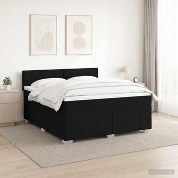 vidaXL Boxspringbed met matras met hoofdeinde Zwart 140 x, Verzenden, Nieuw, Tweepersoons, Zwart
