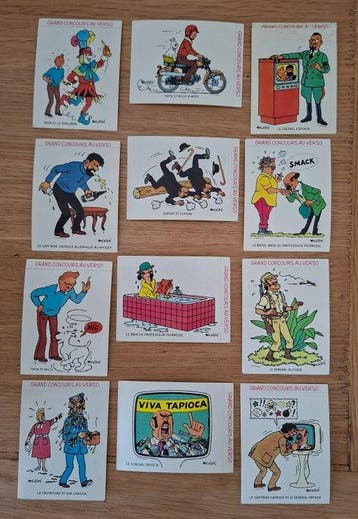 Tintin - Série complète 12 Autocollants Tintin - Lombard /, Nieuw