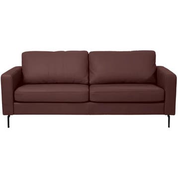 Leren bank Match - 2,5 zits - Toledo Bordeaux (donkerrood), 150 tot 200 cm, Nieuw, Ophalen of Verzenden, Rechte bank
