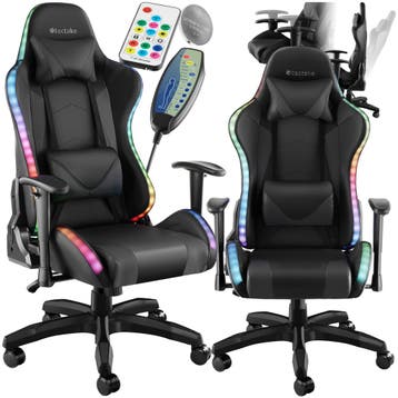 Gaming stoel Tartaros, LED, massagefunctie - zwart/zwart, Verzenden, Nieuw