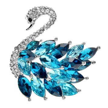 Fako Bijoux - Broche - Zwaan - Strass - 43x39mm -, Sieraden, Tassen en Uiterlijk, Verzenden, Nieuw