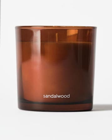 HEMA Geurkaars 10x10cm glas sandelhout, Verzenden, Nieuw, Bruin