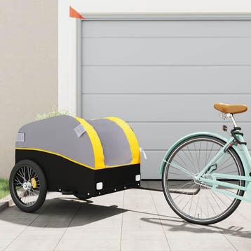 vidaXL Fietstrailer 45 kg ijzer zwart en geel, Verzenden, Nieuw