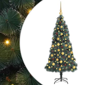 vidaXL Artificial Pre-lit Kerstboom met Ballenset Groen 180, Verzenden, Nieuw