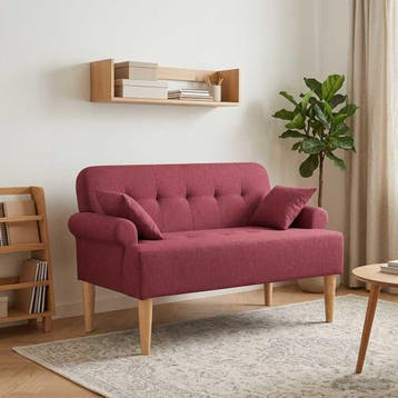 vidaXL Loungebank met knopencomfort Wijnrood 120 x 65 x 79, Verzenden, Nieuw, Stof, Minder dan 150 cm