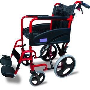 Aidapt transport rolstoel opvouwbaar - 8.5kg - rood, Diversen, Rolstoelen, Verzenden, Inklapbaar, Nieuw, Duwrolstoel