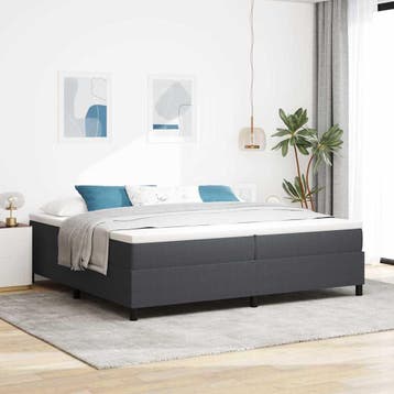 vidaXL Boxspringbed Donkergrijs en Wit 200 x 200 cm Katoen, Verzenden, Nieuw, Grijs