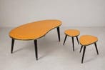 Set bijzettafels - Verguld messing, Vurenhout - Salontafel