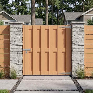 vidaXL Tuinpoort 100 x 100 cm WPC en Aluminium Bruin, Tuin en Terras, Verzenden, Nieuw