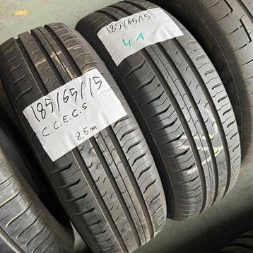 2 x Continental EcoContact 5 185-65-15 Zomerbanden 8,5mm, Gebruikt, 15 inch, Band(en), Personenwagen
