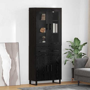 vidaXL buffetkast met lade 2 pcs Zwart Eiken Geengineerd, Minder dan 50 cm, Verzenden, Nieuw, Minder dan 100 cm