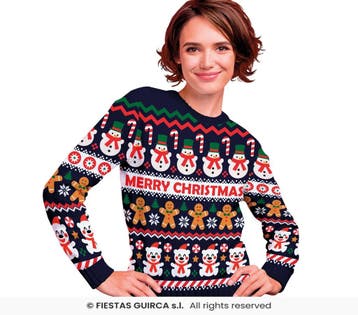 Foute Kerst Sweater Merry Christmas Sneeuwpop Blauw Dames, Ophalen of Verzenden, Nieuw