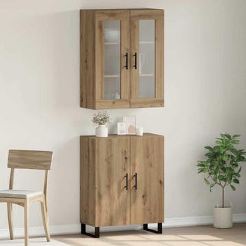 vidaXL buffetkast 2 st artisanaal eikenkleurig 69,5 x 34 x, Huis en Inrichting, Kasten | Buffetkasten, Minder dan 50 cm, Verzenden