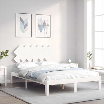 vidaXL Bedframe zonder matras massief grenenhout wit 120x200, Verzenden, Wit, Nieuw, Twijfelaar