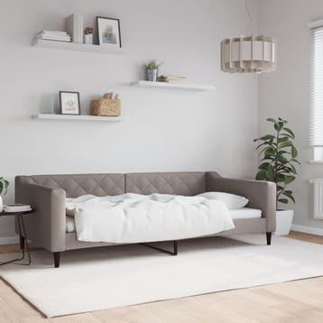 vidaXL Slaapbank 100x200 cm stof taupe, Huis en Inrichting, 100 cm, Eenpersoons, Verzenden, Nieuw