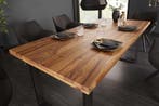 Massief houten eettafel IRON CRAFT 160cm bruin zwart, Ophalen of Verzenden, Nieuw