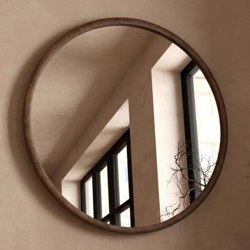 *WOONWINKEL* Dutchbone Gale Ronde Spiegel Walnoot, Huis en Inrichting, Woonaccessoires | Spiegels, Verzenden, Nieuw