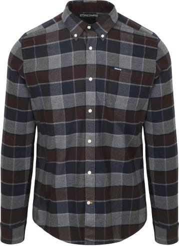 Barbour Valley Overhemd Ruit Antraciet Bruin maat L Heren, Verzenden, Nieuw, Bruin, Barbour