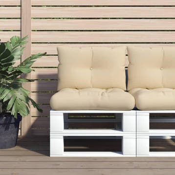 vidaXL Palletkussens 2 st stof beige, Verzenden, Nieuw, Beige