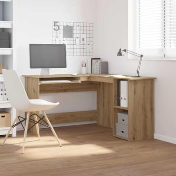 vidaXL Hoekbureau 120x140x75 cm bewerkt hout artisanaal, Verzenden, Nieuw