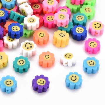 40 x Polymeerklei smile kralen gemixt 10 mm – gat 1,6 mm.., Ophalen of Verzenden, Nieuw, Kraal