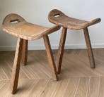 Kruk - Beuken - Paar driepootkrukken