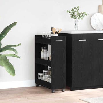 vidaXL Kast met wiel Zwart Eiken 60 x 22 x 79 cm, Huis en Inrichting, Verzenden, Nieuw