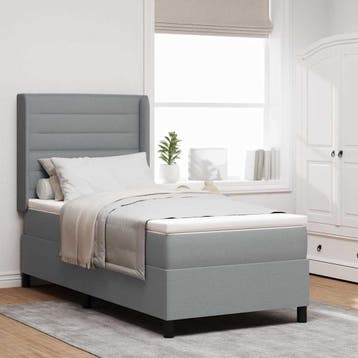 vidaXL LED Box Spring Bed met matras Lichtgrijs 80 x 200 cm, Verzenden, Nieuw, Stof