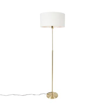 Vloerlamp verstelbaar goud met kap wit 50 cm - Parte, Verzenden, Nieuw, Design