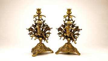 Kaarsenhouder (2) - Verguld brons - feeërieke decor