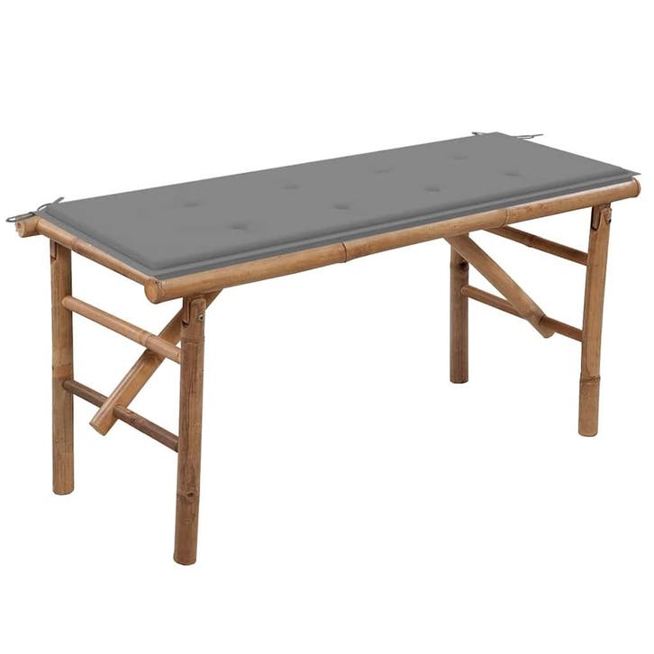 vidaXL Tuinbank inklapbaar met kussen 118 cm bamboe, Tuin en Terras, Tuinbanken, Nieuw, Hout, Verzenden