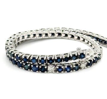 Tennis armband - 18 karaat Witgoud - 4.13ct. tw. Saffier -