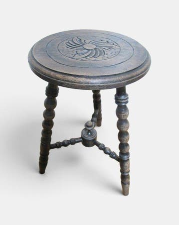 Bijzettafel - Antieke originele zwarte Bobbin bijzettafel