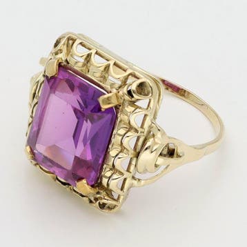 Ring - 14 karaat Geel goud - Saffier, Nieuw