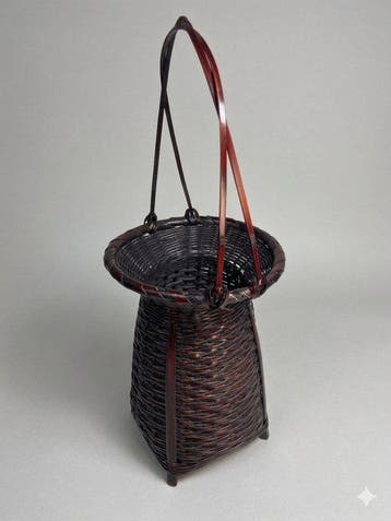 Japanse handgeweven bamboe-ikebana-bloemmandje Hanakago —